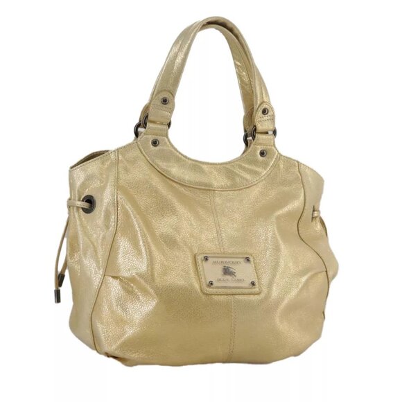 BURBERRY Hand Bag Leather Gold Auth ti2578 - Picture 1 of 14